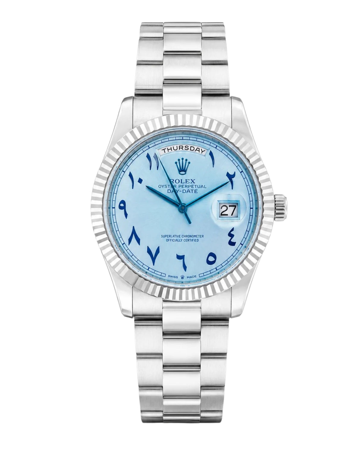 Rolex day date ice blue arabic