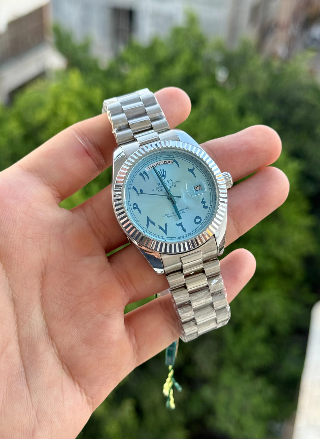 Rolex day date ice blue arabic